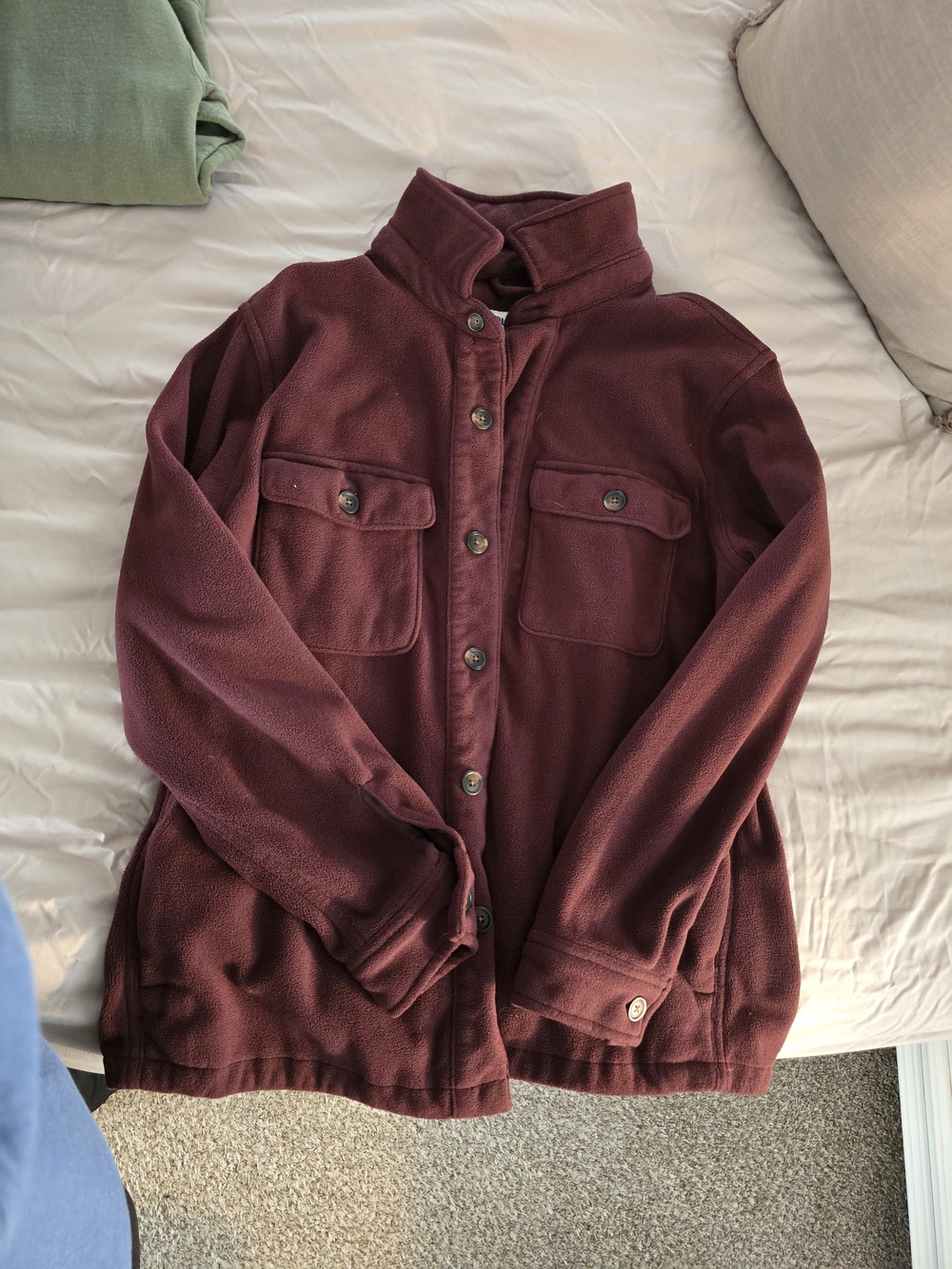 Old Navy Womens Burgundy Button-Front Fleece Shirt Jacket